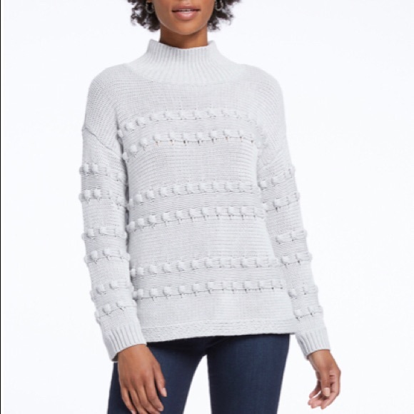Nic + Zoe Adore A Ball Gray High Neck Sweater L